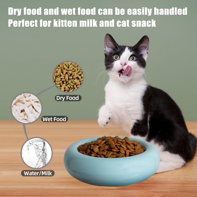 KTLECL 6.1 Inch Cat Bowls, 7 oz Ceramic Cat Food Bowl, Whisker Fatigue Relief Cat Bowl, Anti-Vomiting, Protect Spine, Perfect for Indoor Cats（Blue） - Image 3